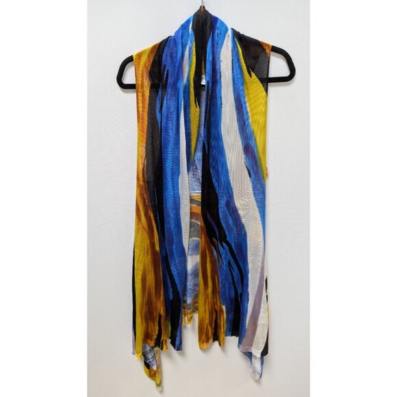 Paris Hues Blue/Yellow Striped Draped Vest - Picture 1 of 2